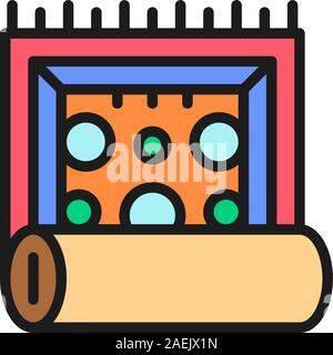 Classic Indian handmade carpet, interior decoration flat color line icon. Stock Vector