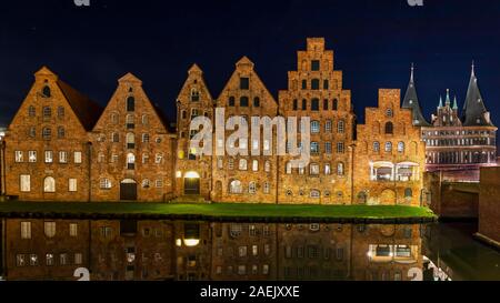 Historical panorama of Lübeck Stock Photo