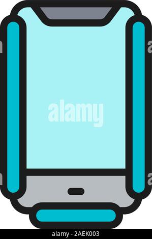 Protective anti crash smartphone case flat color line icon. Stock Vector