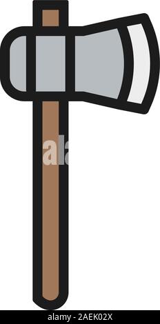Ax, axe, hatchet flat color line icon. Isolated on white background Stock Vector