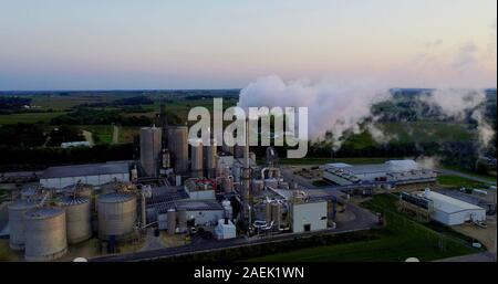 Aerial view of Badger State Ethanol plant and surrounding countryside ...