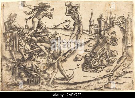 Master with the Banderoles after Israhel van Meckenem, The Stoning of Saint Stephen, c 1470-1475 The Stoning of Saint Stephen; c. 1470/1475 Stock Photo