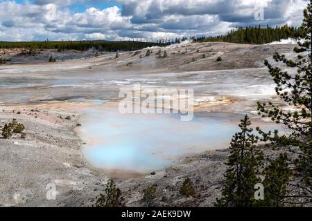 A view of Geyser Basin, the hottest geyser basin in the Yellowstone National Park, Wyoming, USA