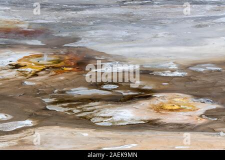 A view of Geyser Basin, the hottest geyser basin in the Yellowstone National Park, Wyoming, USA