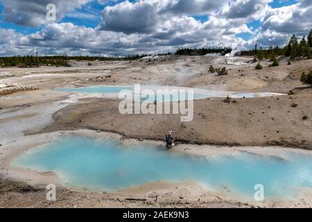 A view of Geyser Basin, the hottest geyser basin in the Yellowstone National Park, Wyoming, USA