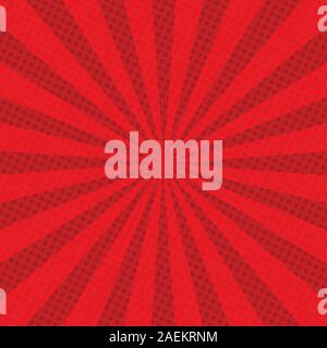 sunburst with dot patterns for pop art concept background vector illustration Stock Vector