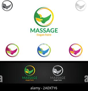 Chiropractic, massage, back pain and osteopathy Logo Design Stock Vector