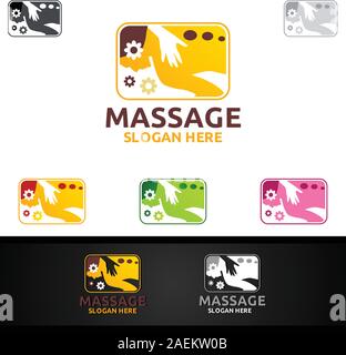 Chiropractic, massage, back pain and osteopathy Logo Design Stock Vector