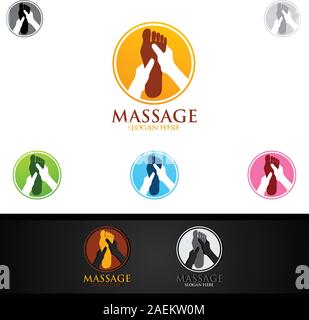Chiropractic, massage, back pain and osteopathy Logo Design Stock Vector