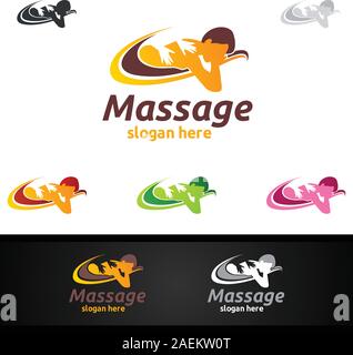 Chiropractic, massage, back pain and osteopathy Logo Design Stock Vector