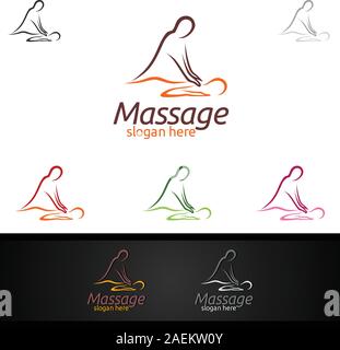 Chiropractic, massage, back pain and osteopathy Logo Design Stock Vector