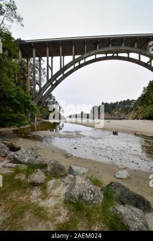 Russian gulch california highway one bridge over beach Stock Photo