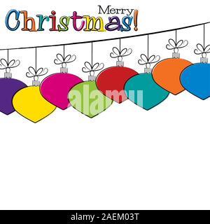 Bright Hand Drawing bauble Christmas card in vector format Stock Vector