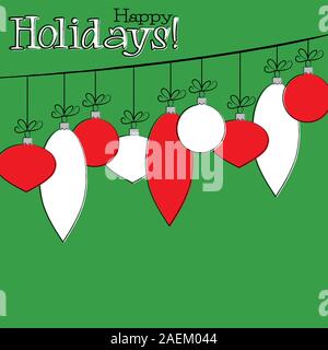 Bright Hand Drawing bauble Christmas card in vector format Stock Vector