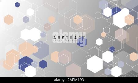 abstract vector background. overlapping shapes and hexagon lines. Vector Illustration For Wallpaper, Banner, Background, Card, Book Illustration Stock Vector