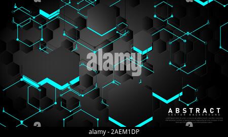 abstract vector background. overlapping shapes and hexagon lines. Vector Illustration For Wallpaper, Banner, Background, Card, Book Illustration Stock Vector