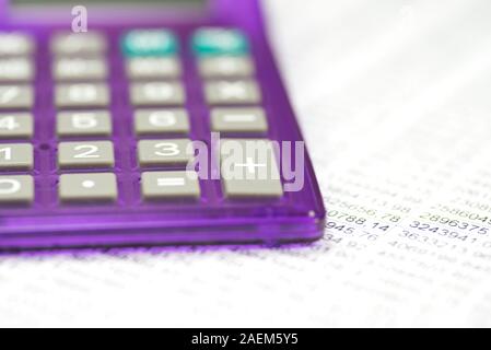 A calculator and spreadsheet Stock Photo