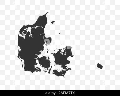 Denmark map on transparent background. Vector illustration. Stock Vector