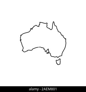 Australia map vector, on white background, vector illustration. Outline. Stock Vector