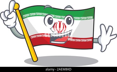 Finger flag iran in mascot cartoon character style Stock Vector