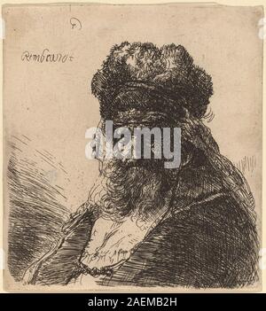 Rembrandt Head of an old bearded man in beret, seen in profile Stock ...