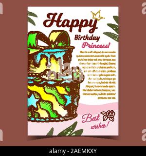 Birthday Cake Decorated With Bow Banner Vector Stock Vector Image & Art ...