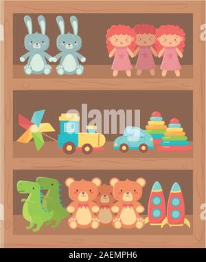 Many toys on wooden floor illustration Stock Vector Image & Art - Alamy