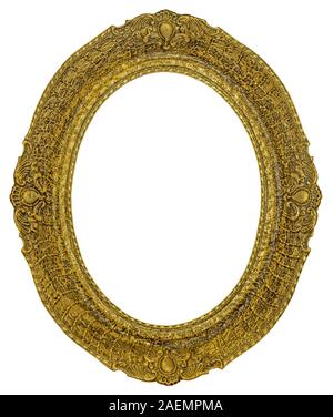 Antique gilded oval Frame Isolated on white background Stock Photo