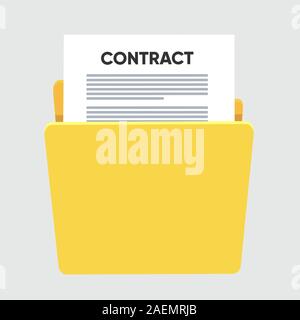 Contract conditions, research approval validation document. Contract papers. Document. Folder with stamp Stock Vector