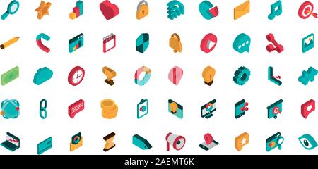 advertising commerce marketing icons set isometric vector illustration Stock Vector