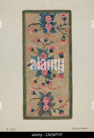 This hooked rug by Ruth M Barnes, circa 1936, is a textile featuring ...