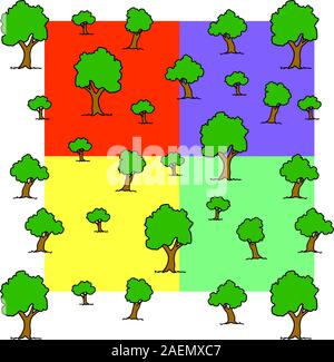 seamless wallpaper tree on different color backgrounds Stock Vector