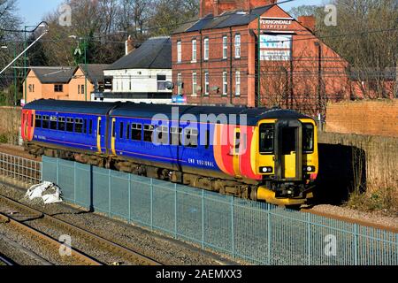 EMR trains Diesel multiple unit 156404 passing basford,heading towards Nottingham,England,UK Stock Photo