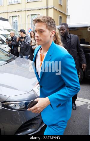 MILAN, ITALY - SEPTEMBER 22, 2019: Dylan Sprouse after Boss fashion show, Milan Fashion Week street style Stock Photo