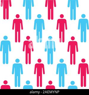 Seamless pattern with silhouettes of the person of red color.(can be repeated and scaled in any size) Stock Vector
