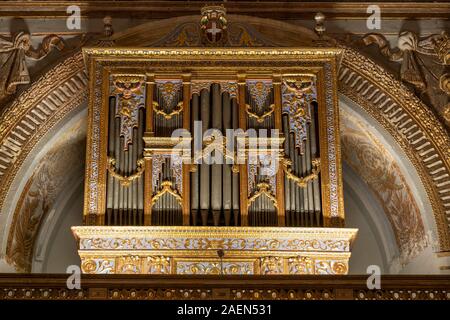 Valletta, Malta - October 10, 2019: Pipe organ in St John's Co Cathedral Stock Photo