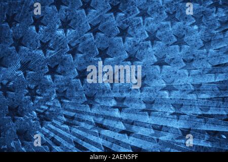 Lots of little stars on blue background. The main color trend of 2020 year. Stock Photo