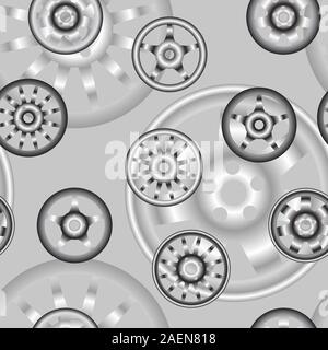 automotive wheel with alloy wheels. Seamless wallpaper. Stock Vector