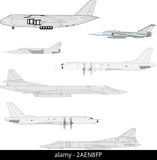 Combat aircraft. Team. Colored vector illustration for designers Stock Vector