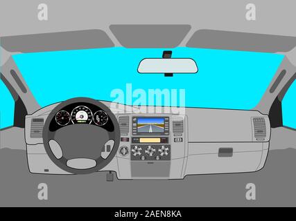 The car without a driver on the road. Stock Vector
