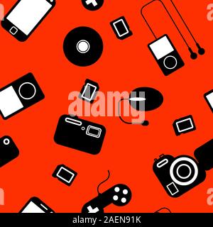 Seamless background Icon  with  electronic gadgets. Could be used as seamless wallpaper, textile, wrapping paper or background Stock Vector