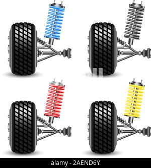 Set  car suspension, frontal view. Vector Illustration Stock Vector