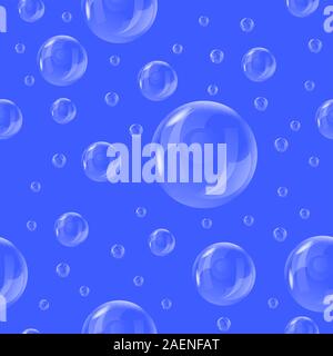EPS10 vector seamless wallpaper of the realistic bubbles against blue sky Stock Vector