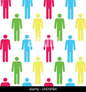 Seamless pattern with silhouettes of the person of red color.(can be repeated and scaled in any size) Stock Vector