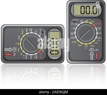 Digital multimeter. Vector illustration. Isolated on white background. Stock Vector