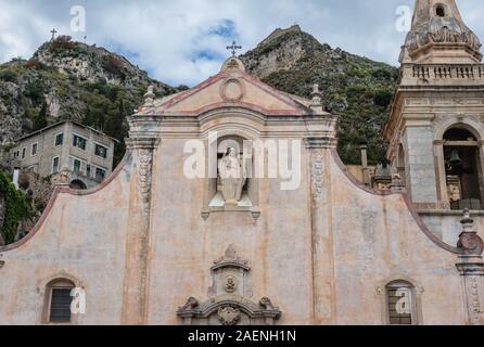 San Giuseppe Church on Piazza 9 Aprile in Taormina comune in Metropolitan City of Messina, on east coast Sicily Island in Italy Stock Photo