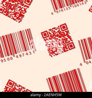 Barcode and qr-code. Seamless vector wallpaper. Stock Vector