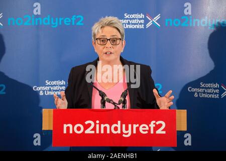 Bothwell, UK. 10th Dec, 2019. Pictured: Annie Wells MSP for the Scottish Conservative and Unionist Party. Annie Wells MSP, Adam Tomkins MSP and Meghan Gallagher, the Scottish Conservative candidate for Motherwell hold an election rally. The three former Labour supporters will urge other Labour supporters to vote Scottish Conservative on December 12. Credit: Colin Fisher/Alamy Live News Stock Photo