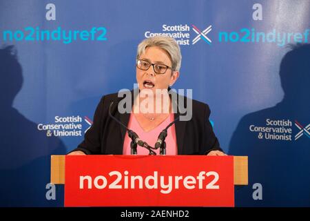 Bothwell, UK. 10th Dec, 2019. Pictured: Annie Wells MSP for the Scottish Conservative and Unionist Party. Annie Wells MSP, Adam Tomkins MSP and Meghan Gallagher, the Scottish Conservative candidate for Motherwell hold an election rally. The three former Labour supporters will urge other Labour supporters to vote Scottish Conservative on December 12. Credit: Colin Fisher/Alamy Live News Stock Photo