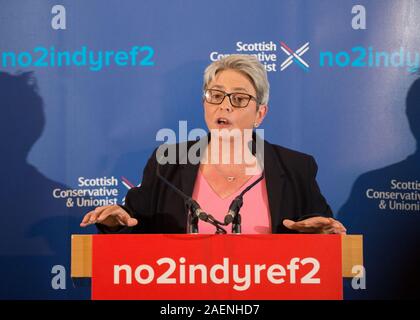 Bothwell, UK. 10th Dec, 2019. Pictured: Annie Wells MSP for the Scottish Conservative and Unionist Party. Annie Wells MSP, Adam Tomkins MSP and Meghan Gallagher, the Scottish Conservative candidate for Motherwell hold an election rally. The three former Labour supporters will urge other Labour supporters to vote Scottish Conservative on December 12. Credit: Colin Fisher/Alamy Live News Stock Photo